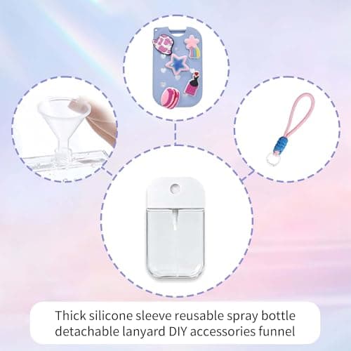 Zuhose Refillable Spray Bottle Keychain with Silicone Case, Customizable with 8 Charms for 1.69oz/50ml Liquid, Portable Leakproof Travel Accessory (Blue) — view 2