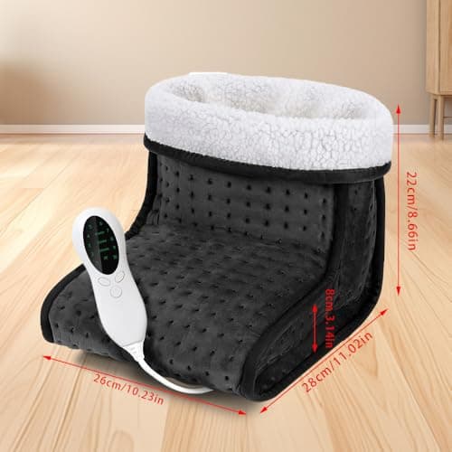 Electric Foot Warmer, Cold Feet Warmers, Cosy Heated Foot Warmer with Removable Lining, 10 Temperature Settings and 3 Timer Settings, Heated Foot Warmers for Women Men Winter Home Office, Black — view 2