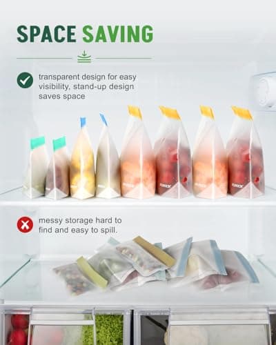 IDEATECH Reusable Freezer Bags 20 Pack Gallon Silicone Food Storage Leakproof Stand Up Pouches BPA Free Dishwasher Safe Plastic Zip Lock Batch Cooking Meal Prep — view 5