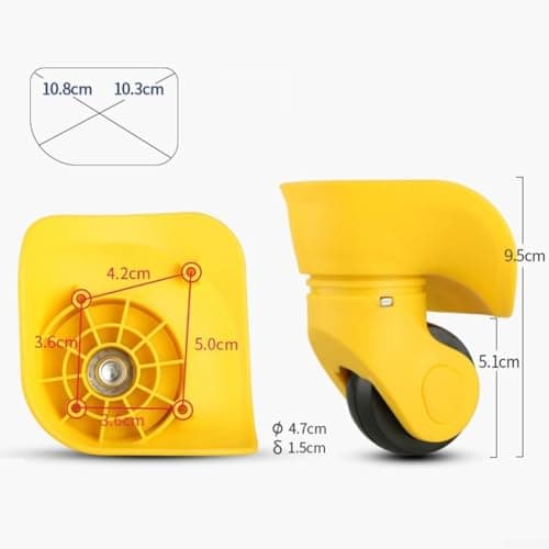 1 Pair Suitcase Replacement Wheels,Spare Spinner Wheel For Suitcase Repair,Trolley Suitcase Rotating Wheel(Yellow L) — view 2