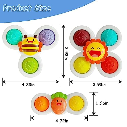Yumuwind Suction Cup Spinner Toys, Spinners for Babies with Silicone Bubbles Kids for Bath and Window, Baby Sensory Spinner Toy Release Anxiety Travel Toys, Baby Bath Toys for 1+ Years Old… — view 5