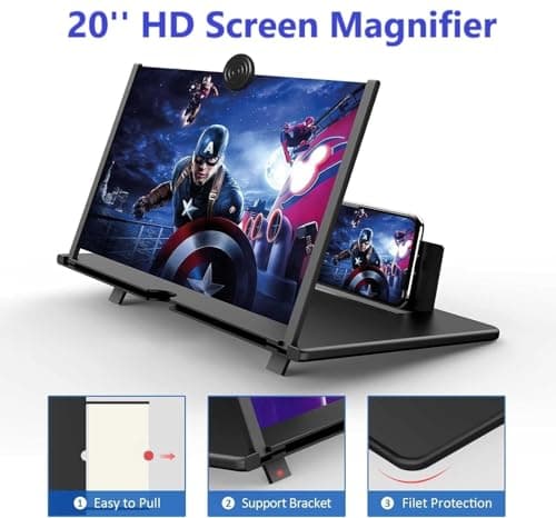 Goevcclei 20" Inch phone magnifier screen,HD Phone Amplifier with Folding Stand Holder Portable Movie Video Game Enlarger 3d Movies Phone Projector Gadgets for Gifts — view 2