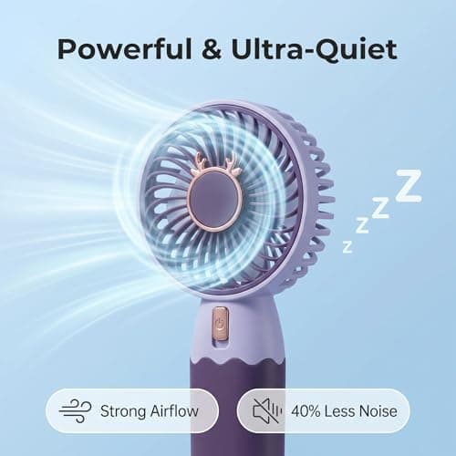 KIAMIOAMDA 4Pack Handheld Fan, USB Rechargeable Portable Mini Fans with Base, Quiet Personal Cooling Fan, Small Desk Fan for Travel, Office, Outdoor, Home, 4 Colors — view 5