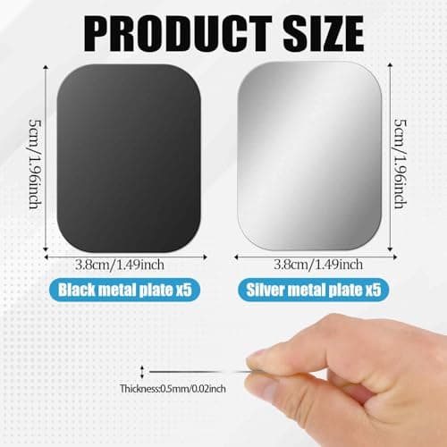 Bewudy Pack of 10 Metal Self-Adhesive Plates, 40 mm Plate, Thin Stainless Steel, Black and Silver Compatible with Magnet Car Mobile Phone Holder — view 2
