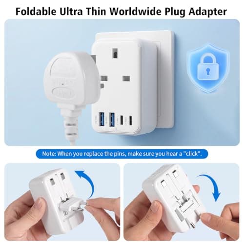 UK to Universal Plug Adapter,SHUOMAO Thin PD20W Worldwide Travel Adaptor — view 5