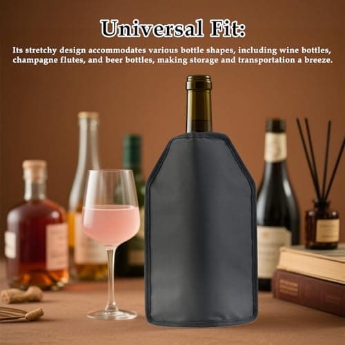 Professional Insulated Wine Sleeve- Black Thermal Bottle Cooler for Wine, Champagne & Beer Bottles, Long Lasting Cold Retention, Portable Design for Picnics, Beach Parties, BBQs & Car Travel (Black) — view 5