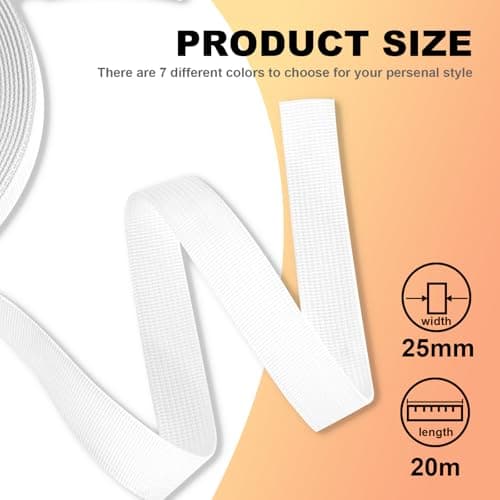 KINETOX 20m White Webbing Strap 25mm Polypropylene Webbing Strap Heavy Duty Anti-Slip UV Resistant Twill Tape Fabric for DIY Enthusiasts Campers to Repair Bags Pet Leashes Camping Gear Luggage — view 2