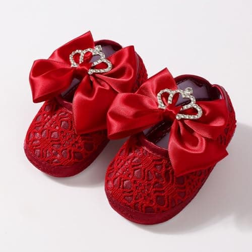 APGLSXY Stylish Crowns Bowknot Design Newborns Girl Shoe Headband Set Feature Soft Soles and Comfortable Fabric Soft Baby Footwearsophisticated Child Girl Footwear — view 5