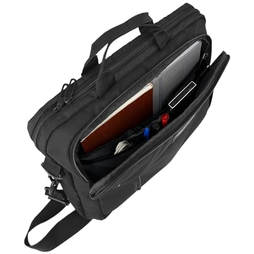 Amazon Basics Compact Laptop Shoulder Bag Carrying case with Accessory Storage Pockets (14 inch - 35.6 cm) Black, 1-Pack — view 6