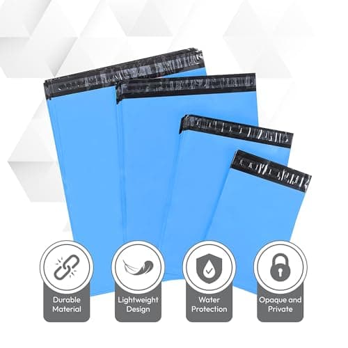 delka Mailing Bags, Mixed Size Grey Poly Mailer Bags, Tear-Resistant Shipping Envelopes for Clothing, Documents, Strong Self-Seal Adhesive, Waterproof & Lightweight (Blue, 60 Pack) — view 2