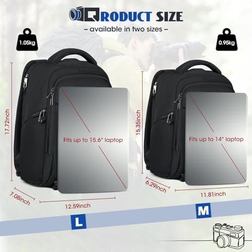 RAINSMORE Camera Bags for Photographers Camera Backpack with 14 inch Laptop Compartment Professional DSLR SLR Camera Bag Raincover Men Women for Canon Nikon Sony Black — view 4