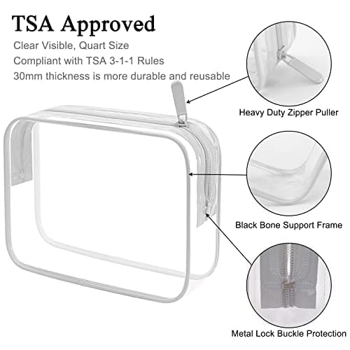2pcs/Pack Lermende Clear Toiletry Bag TSA Approved Travel Carry On Airport Airline Compliant Bag Quart Sized 3-1-1 Kit Luggage Pouch (No Silkscreen 2Grey) — view 3
