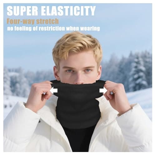ehsbuy Winter Neck Warmer Fleece Snoods for Men Women Thermal Thick Knit Neck Gaiters Ski Mask Scarf Gifts for Cycling Outdoor — view 4