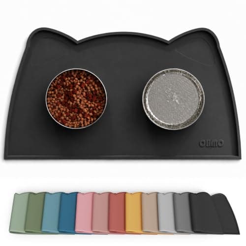 OHMO Silicone Cat Food Mat for Food&Water Bowls, 52x30cm, Black