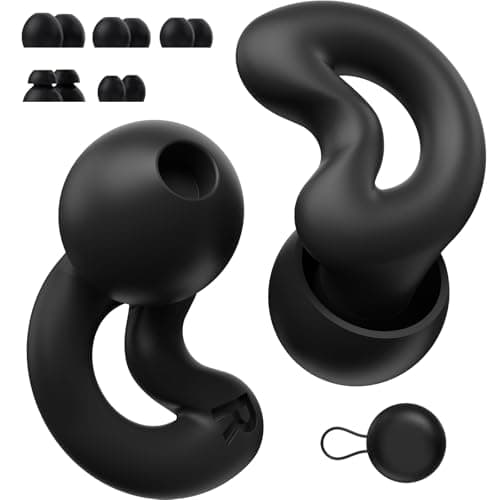 Relaxcharm Sleep Ear Plugs for Sleeping, Moon-Shape Design 40dB Noise Reduction Earplugs for Side Sleepers,Light Sleep,Snoring & Background Noise, Reusable Silicone with XS/S/M/L Tips & Case Jet Black