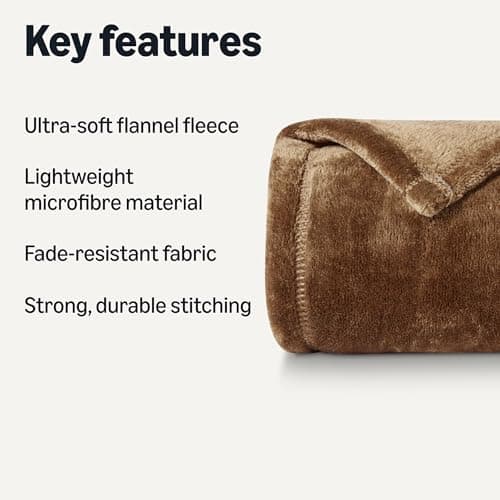 Amazon Basics Soft Fluffy Fleece Throw Blanket, Cosy Not Heated Sofa Throw, 127 x 152 cm, Brown — view 2