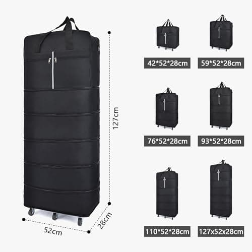 185L Large Holdall with Wheels, Expandable Foldable Rolling Travel Bag — view 2