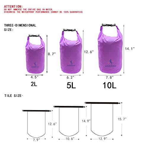 ioutdoor Dry Bag Set 2L+5L+10L Waterproof Small Lightweight Dry Bag(Purple) — view 2