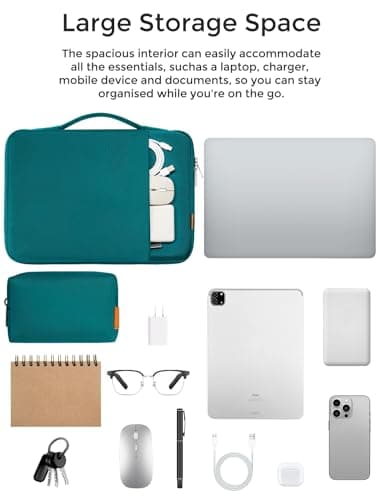 DOMISO 14 inch Laptop Case Sleeve Protective Cover Compatible with 15 inch MacBook Air M4 M3 M2,MacBook Pro,14-15 inch HP Dell ASUS Chromebook,Waterproof Computer Cases Bag with Handle,Turquoise — view 3