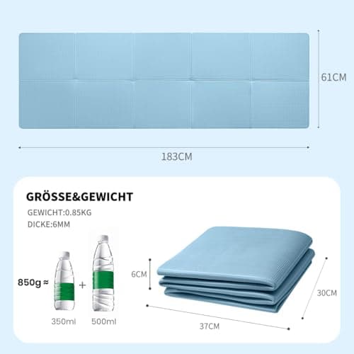 Good Nite Yoga Mats TPE Folding Yoga Mat Non-Slip Portable Gymnastics Pilates Travel 183 x 61 x 0.6 cm Blue — view 2