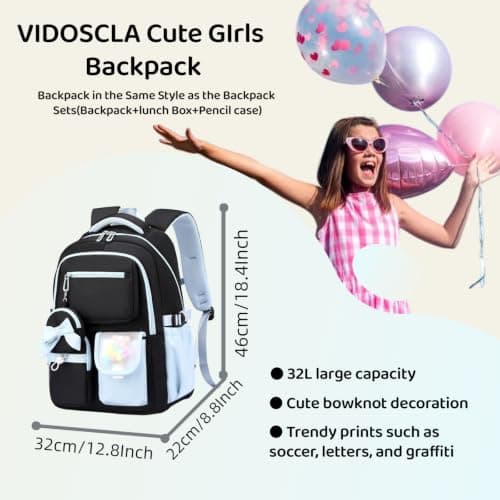 VIDOSCLA Princess Girls Backpack for School Kawaii Kids School Bag Bowknot Backpack for Girls — view 2