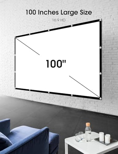 Projector Screen 100 Inch, Portable Movie Screen 16:9 HD 4K Foldable Theatre Cinema Screen, Double Sided Projection Screen for Outdoor School Home Office, 221cm(W) X 125cm(H) — view 6
