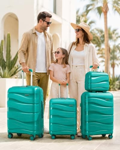 Kono 28 inch Large Suitcase with 4 Wheels Lightweight PP Hard Shell Trolley Case Travel Hold Check in Luggage with TSA Lock (Teal) — view 6