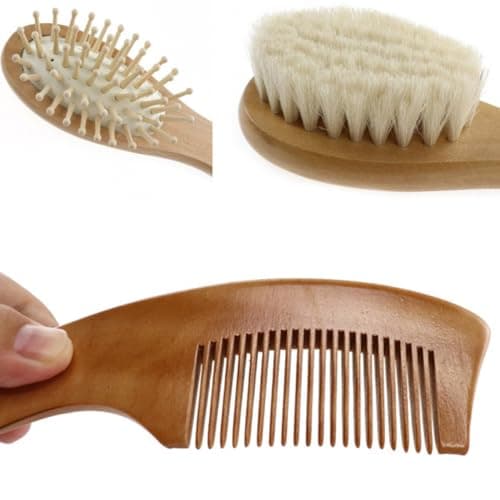 VALICLUD Bathing Brush and Comb Kit, Small Set, Beech Wood and Wool, Massage, Keep Head Clean, Travel and Outdoor Use — view 6