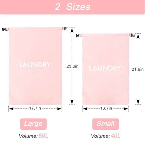 CANBOX 2 Pack Travel Laundry Bag, Nylon Washing Bags for Laundry, Pink — view 3