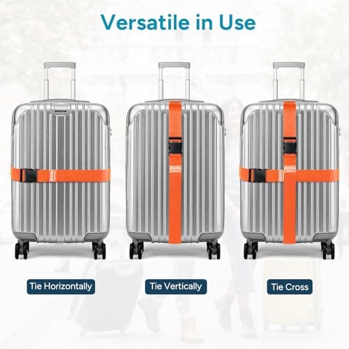 travel inspira Luggage Strap 2 Packs, Travel Suitcase Straps (Orange) — view 3