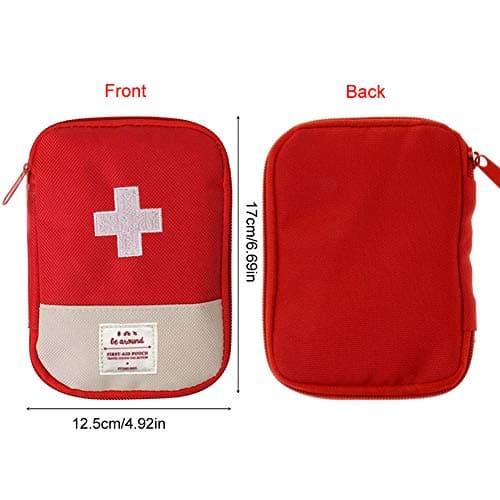 EQLEF Travel First Aid Kit First Aid Bag Empty Mini Medicine Storage Bag First Aid Pouch Small Medical Bag for Car Hiking Camping Outdoor Activities (Red) — view 5