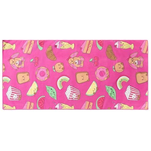 OHS Large Beach Towel Sweetie Pies, Super Soft Quick Dry Sand Free Beach Towels for Adults Kids Lightweight Compact Travel Pool Swim Summer Essentials Microfibre Towel, Magenta - 71 x 152cm — view 4