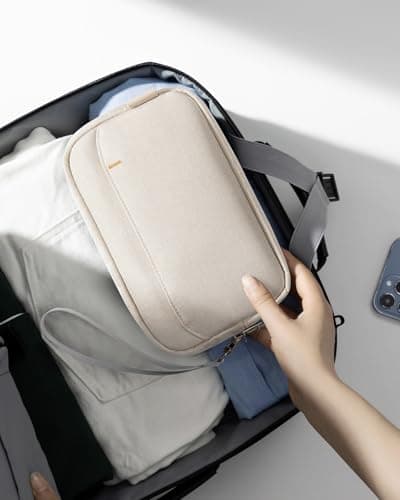 Inateck Electronics Organizer, Water-Resistant Travel Organizer, Multi-Purpose Accessory Bag, Compatible with Mouse, Cables, Mobile Power, USB Flash Drive, S, Beige — view 5