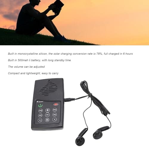 Ejoyous Bibles Player Solar Powered Electronic Bibles Reader 8GB Monocrystalline Silicon 500mAh with Earphones and Lanyard for Travel Daily Listening and Seniors (Portuguese) — view 3