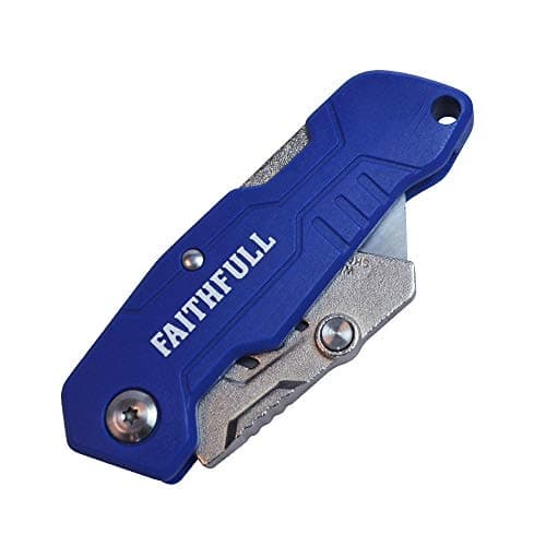 Faithfull Lock Back Utility Knife – Folding Pocket Knife with Quick Blade Change, Lightweight Nylon Body, Belt Clip & Lanyard Hole – Compatible with Standard Trimming Knife Blades — view 2