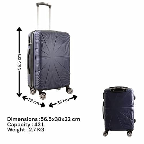 53X38X22CM Cabin Suitcase 4 Wheel Hardshell Expandable Luggage Case Hand Carry On ABS (T-HC-CABIN-2029) (Navy) — view 2