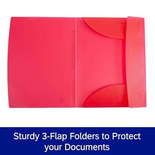 Oxford A4+ Plastic Wallets, Assorted Colours, 3 Flap Folders for Documents, Pack of 10 — view 2