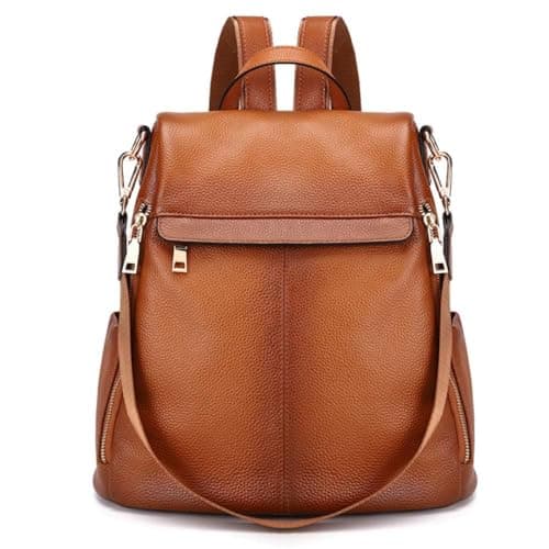 Kattee Women Real Leather Backpack Purse Anti-Theft Rucksack Fashion Shoulder School Bag Fits 11 inches Tablet — view 4