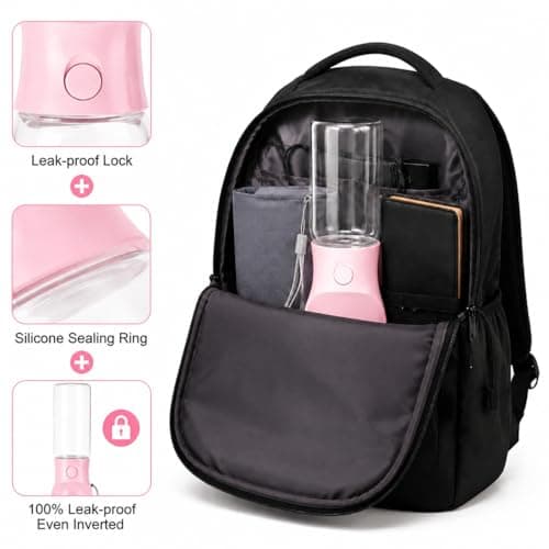 Dog Water Bottle, 350ml Sakura Pink Leak Proof Portable Dog Travel Water Bottle, 2-in-1 Puppy Water Dispenser & Dog Bowl, for Walking Hiking, Food Grade Dog Water Fountain Gift for Outdoor Pets — view 3