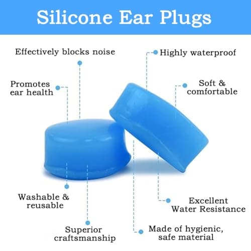 12 Pairs Silicone Ear Plugs, Reusable Waterproof Moldable SNR 27dB Noise Cancelling Earplugs for Sleeping, Shooting, Airplanes, Studying (Blue) — view 3