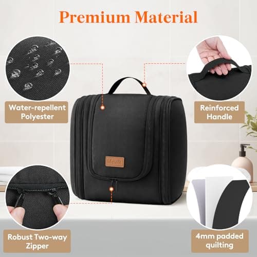 Lifewit Large Hanging Toiletry Bag for Men, Travel Wash Bag, Black — view 5