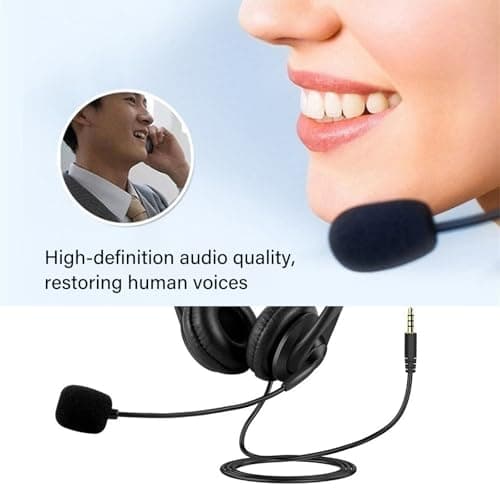 Universal Connection Headphones Noise Cancelling Microphone Over-Ear Double Hearing Ports for Work and Home USB C Adapter Headset with Mic Control — view 5