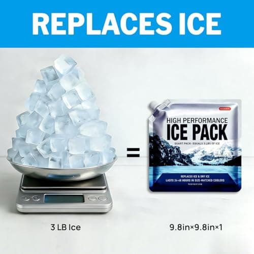 ABOXOBOG Reusable Ice Packs for Coolers 5 Pack, Long Lasting Gel Freezer Packs for Cooler Bag, Large Lunch Box, Beach, Camping & Road Trips Cold Blocks (9.8" x 9.8") — view 3