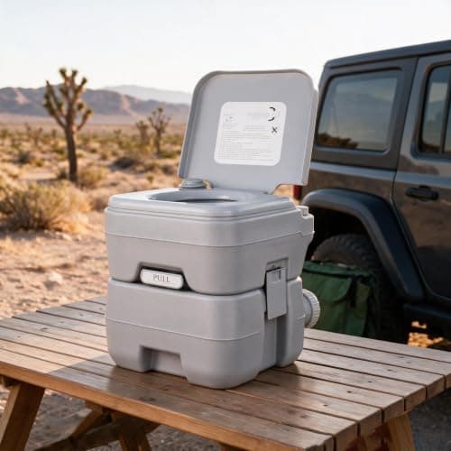 Dripex Portable Camping Toilet, 20L Travel Toilet with Flush & Removable Handle, Portable Commode for Camping Hiking Caravan RV Boat Home — view 5