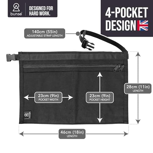 Bunse 4 Pocket Market Trader Money Belt | Denim Trader Belt | Money Apron | Traders Adjustable Waist Strap Anti-Theft Wallet Apron Pouch for Restaurants Festivals Fetes & Sports Clubs (Black, Qty 1) — view 5