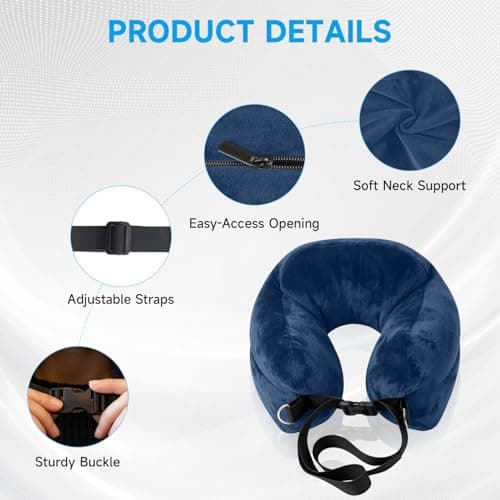Stuffable Neck Pillow for Travel, Raised Neck Support Travel Pillow Stuffable with Clothes for Extra Luggage Space, Adjustable Strap, Relax with Soft Head Support for Airplane, Camping, Train, Hiking — view 3