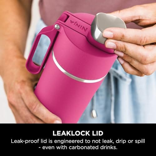 Ninja Thirsti 700ml Water Bottle with Leak-Proof Lid, Hot Pink DW2401EUUKBP — view 4