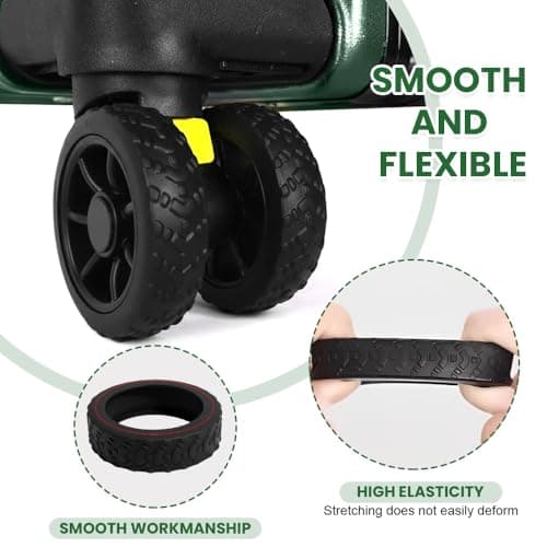 HMCEY 8 x Protective Suitcase Wheel Covers, Luggage Wheel Cover, Heavy Duty Suitcase Wheel Covers, Non-Slip Wheel Covers for Replacement, Repair – Black — view 3