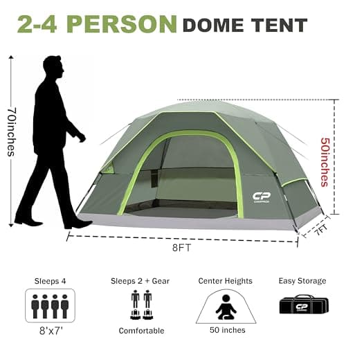 CAMPROS CP 4 Man Camping Tent Waterproof, Dome Family Tent with Mosquito Net & Ventilation, Easy Setup Lightweight Tent for Camping, Festivals, Hiking and Outdoor Adventures — view 2