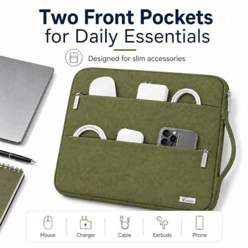 Voova Laptop Sleeve 14-15 Inch, Laptop Case for MacBook Air 15, Army Green — view 4